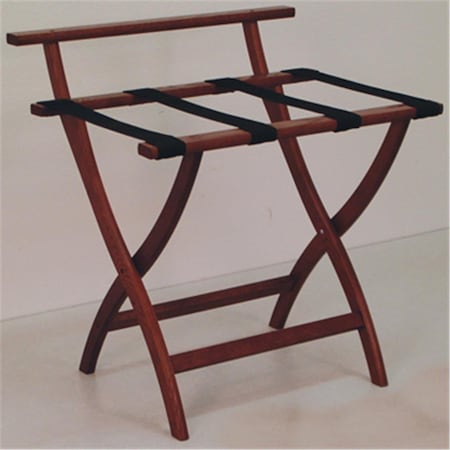 Wooden Mallet WallSaver Luggage Rack in Mahogany with Black Webbing LR4-MHBLK